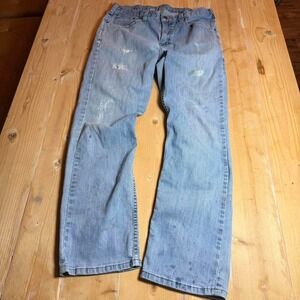 Carhartt light wash loose fit jeans. Distressing all over 33x30